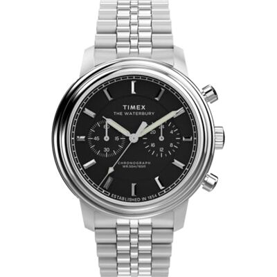 Timex Men's Waterbury Metropolitan Chronograph 41 mm Watch Stainless Steel Bracelet and Black Dial TW2Y23400 Timex Men's Waterbury Metropolitan Chronograph 41 mm Watch Stainless Steel Bracelet and Black Dial TW2Y23400
