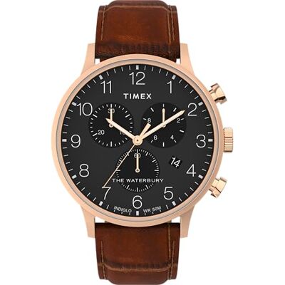 Timex Men's Waterbury Chronograph 40mm Leather Strap Watch TW2Y54300 Timex Men's Waterbury Chronograph 40mm Leather Strap Watch TW2Y54300
