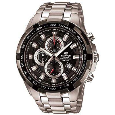 Casio Men's 49.00mm Quartz Watch with Black Analogue dial and Silver Metal Strap EF-539D-1AVEF Casio Men's 49.00mm Quartz Watch with Black Analogue dial and Silver Metal Strap EF-539D-1AVEF
