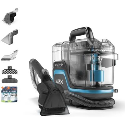 Vax SpotWash Home and Pet Spot Cleaner, Upholstery, Sofa, Stairs, Home, Car, Rug, Stain Cleaning Small Handheld Shampooer Machine, Additional Solution, SpinScrub and Tools, 4.5kg, Grey/Cyan, CDSW-MPDP Vax SpotWash Home and Pet Spot Cleaner, Upholstery, Sofa, Stairs, Home, Car, Rug, Stain Cleaning Small Handheld Shampooer Machine, Additional Solution, SpinScrub and Tools, 4.5kg, Grey/Cyan, CDSW-MPDP