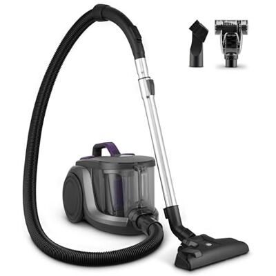 Swan Dustmaster Bagless Cylinder Vacuum Cleaner with HEPA H12 Filter, Motorised 2-in-1 Brush for Carpets & Hard Floors, Retractable 6m Power Cord, Crevice Tool & Brush, Purple and Titanium, SC15840 Swan Dustmaster Bagless Cylinder Vacuum Cleaner with HEPA H12 Filter, Motorised 2-in-1 Brush for Carpets & Hard Floors, Retractable 6m Power Cord, Crevice Tool & Brush, Purple and Titanium, SC15840