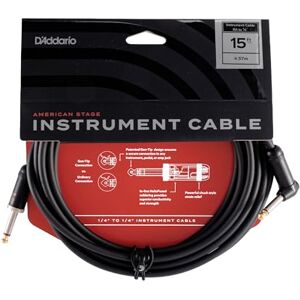 Waves D’Addario Accessories American Stage Guitar Cable Premium Instrument Cable with ¼ Inch Ends Guitar Cord Made in the USA Straight to Right Angle 15 feet Waves D’Addario Accessories American Stage Guitar Cable Premium Instrument Cable with ¼ Inch Ends Guitar Cord Made in the USA Straight to Right Angle 15 feet
