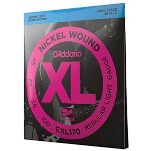 D'Addario Bass Guitar Strings XL Nickel EXL170 Perfect Intonation, Consistent Feel, Powerful Durability 4 String Set 45-100 Regular Light, Long Scale D'Addario Bass Guitar Strings XL Nickel EXL170 Perfect Intonation, Consistent Feel, Powerful Durability 4 String Set 45-100 Regular Light, Long Scale