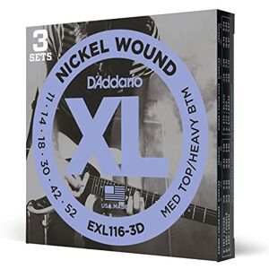 D'Addario EXL116 Nickel Wound Electric Guitar Strings, Medium Top/Heavy Bottom, 11-52, 3 Sets D'Addario EXL116 Nickel Wound Electric Guitar Strings, Medium Top/Heavy Bottom, 11-52, 3 Sets