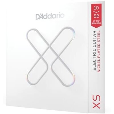D'Addario Electric Guitar Strings, XS Nickel Coated, XSE1052, Light Top/Heavy Bottom Gauge 10-52, 6-String Set, Pack of 1 D'Addario Electric Guitar Strings, XS Nickel Coated, XSE1052, Light Top/Heavy Bottom Gauge 10-52, 6-String Set, Pack of 1