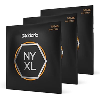 D'Addario Electric Guitar Strings, NYXL Nickel Plated, NYXL1046-3P, Regular Light Gauge 10-46, 6-String Set, Pack of 3 D'Addario Electric Guitar Strings, NYXL Nickel Plated, NYXL1046-3P, Regular Light Gauge 10-46, 6-String Set, Pack of 3