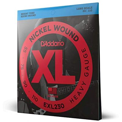 D'Addario Bass Guitar Strings XL Nickel EXL230 Perfect Intonation, Consistent Feel, Powerful Durability 4 String Set 55-110 Heavy, Long Scale D'Addario Bass Guitar Strings XL Nickel EXL230 Perfect Intonation, Consistent Feel, Powerful Durability 4 String Set 55-110 Heavy, Long Scale