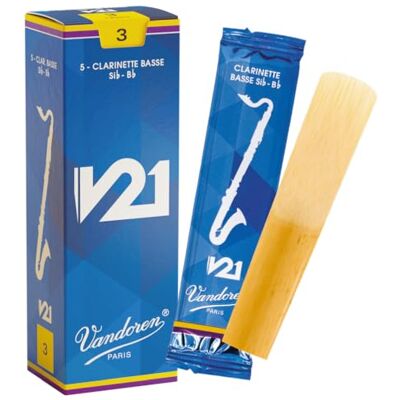 VANDOREN V21 Bass clarinet reeds, box of 5 Strength 3 VANDOREN V21 Bass clarinet reeds, box of 5 Strength 3