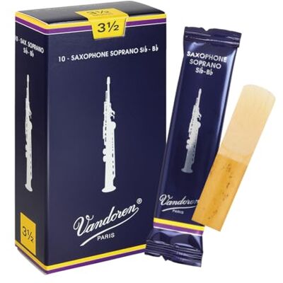 VANDOREN Traditional Soprano Saxophone Reeds Box of 10 Strength 3.5 VANDOREN Traditional Soprano Saxophone Reeds Box of 10 Strength 3.5