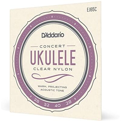 D'Addario Concert Ukulele Strings, Clear Nylon, EJ65C, 4-String Set, Pack of 1 D'Addario Concert Ukulele Strings, Clear Nylon, EJ65C, 4-String Set, Pack of 1