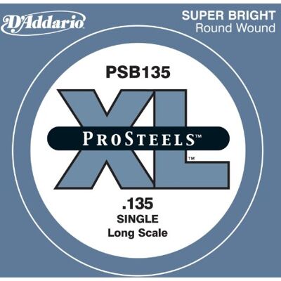 D'Addario PSB135 ProSteels Bass Guitar Single String, Long Scale, .135 D'Addario PSB135 ProSteels Bass Guitar Single String, Long Scale, .135