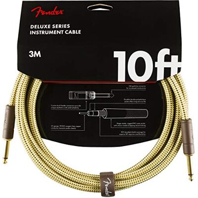Fender Deluxe Series Instrument Guitar Cable, 10ft / 3m, Straight/Straight Jacks, Tweed Fender Deluxe Series Instrument Guitar Cable, 10ft / 3m, Straight/Straight Jacks, Tweed