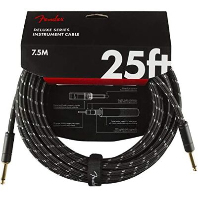 Fender Deluxe Series Instrument Cable 25 ft – STR/STR – Black Tweed,7.5m Fender Deluxe Series Instrument Cable 25 ft – STR/STR – Black Tweed,7.5m