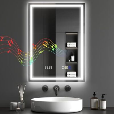 HOMCOM 500 x 700 mm Bluetooth LED Bathroom Mirror Illuminated Backlit HOMCOM 500 x 700 mm Bluetooth LED Bathroom Mirror Illuminated Backlit