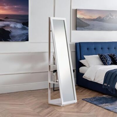 Julian Bowen Fresco White Storage Mirror - Mirror with Storage & Full Length Julian Bowen Fresco White Storage Mirror - Mirror with Storage & Full Length