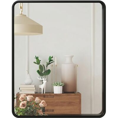 HOMCOM Rectangular Wall Mirror, 50 x 40 cm Modern Decorative Mirror with Metal Frame for Living Room, Entryway, Bedroom, Hallway, Black HOMCOM Rectangular Wall Mirror, 50 x 40 cm Modern Decorative Mirror with Metal Frame for Living Room, Entryway, Bedroom, Hallway, Black