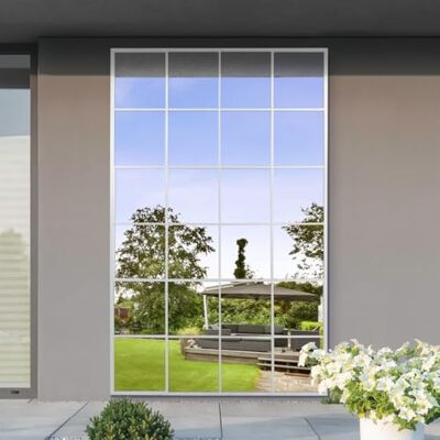 MirrorOutlet The Genestra White Modern Window Garden Full Length Garden Wall Mirror 69" X 43" (174CM X 110CM) Silver Mirror Glass with Black Metal Frame. MirrorOutlet The Genestra White Modern Window Garden Full Length Garden Wall Mirror 69" X 43" (174CM X 110CM) Silver Mirror Glass with Black Metal Frame.
