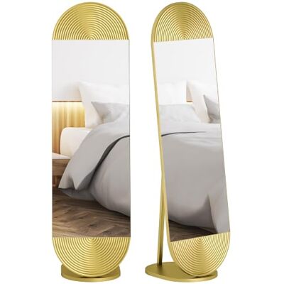HOMCOM Wavy Full Length Mirror Free Standing Mirror 50 x 161 cm Gold Tone Metal Frame, Solid Base, Bedroom, Living Room HOMCOM Wavy Full Length Mirror Free Standing Mirror 50 x 161 cm Gold Tone Metal Frame, Solid Base, Bedroom, Living Room