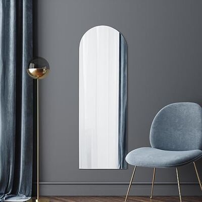 MirrorOutlet The Arcus Frameless Modern Full Length Arched Leaner/Wall Mirror 59" X 20" 150 X 50CM Silver Mirror Glass with Black wooden Backing Polished Edging MirrorOutlet The Arcus Frameless Modern Full Length Arched Leaner/Wall Mirror 59" X 20" 150 X 50CM Silver Mirror Glass with Black wooden Backing Polished Edging
