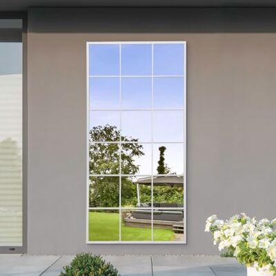 MirrorOutlet The Genestra White Modern Window Garden Full Length Wall Mirror 69" X 33" (174CM X 85CM) Silver Mirror Glass with Black Metal Frame. MirrorOutlet The Genestra White Modern Window Garden Full Length Wall Mirror 69" X 33" (174CM X 85CM) Silver Mirror Glass with Black Metal Frame.