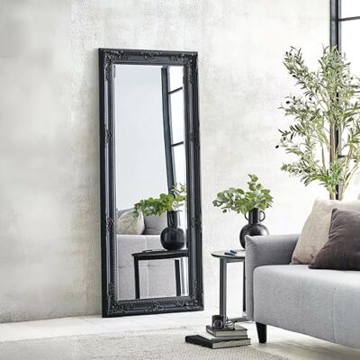 Julian Bowen Palais Mirror Full Length – Antique Leaner or Wall Mounted, Glass, 170cm x 70cm, Full Body Mirror for Bedroom, Living Room & Dressing Room – Black Julian Bowen Palais Mirror Full Length – Antique Leaner or Wall Mounted, Glass, 170cm x 70cm, Full Body Mirror for Bedroom, Living Room & Dressing Room – Black