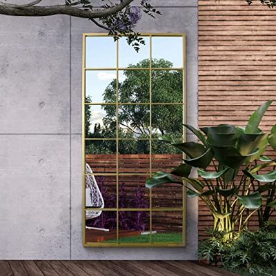 MirrorOutlet The Genestra Gold Modern Window Garden Full Length Garden Wall Mirror 69" X 33" (174CM X 85CM) Silver Mirror Glass with Gold Metal Frame.… MirrorOutlet The Genestra Gold Modern Window Garden Full Length Garden Wall Mirror 69" X 33" (174CM X 85CM) Silver Mirror Glass with Gold Metal Frame.…