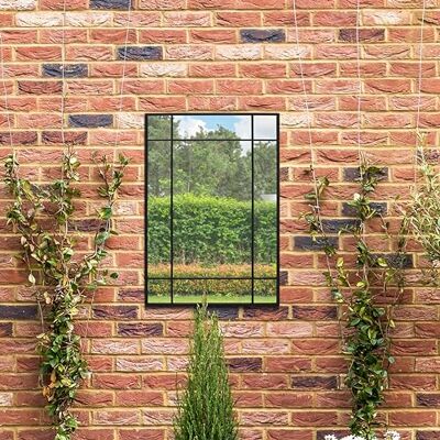 MirrorOutlet The Genestra Black Modern Contemporary Garden Wall Mirror 39" X 27" (100CM X 70CM) Silver Mirror Glass with Black Metal Frame.… MirrorOutlet The Genestra Black Modern Contemporary Garden Wall Mirror 39" X 27" (100CM X 70CM) Silver Mirror Glass with Black Metal Frame.…