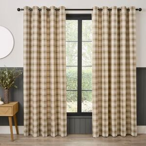 Curtina Everett Eyelet Curtains, Living Room, 229 x 229 cm, Natural, 100% Recycled Polyester, Light Filtering, Jacquard Woven, Checkered Pattern Curtina Everett Eyelet Curtains, Living Room, 229 x 229 cm, Natural, 100% Recycled Polyester, Light Filtering, Jacquard Woven, Checkered Pattern