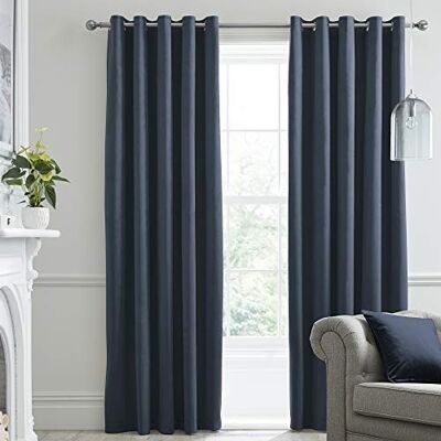 HOUSE LLEWELYN - BOWEN Laurence Llewelyn-Bowen Navy Velvet Eyelet Curtains W90 x L90" – Blackout & Thermal – 2 Panels – Soundproof – Montrose Collection – Bedroom or Living Room HOUSE LLEWELYN - BOWEN Laurence Llewelyn-Bowen Navy Velvet Eyelet Curtains W90 x L90" – Blackout & Thermal – 2 Panels – Soundproof – Montrose Collection – Bedroom or Living Room
