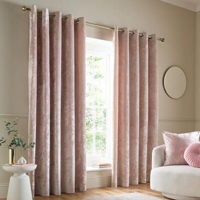 Catherine Lansfield Crushed Velvet 66x90 Inch Lined Eyelet Curtains Two Panels Blush Pink Catherine Lansfield Crushed Velvet 66x90 Inch Lined Eyelet Curtains Two Panels Blush Pink