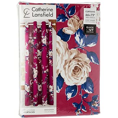 Catherine Lansfield Canterbury Berry Floral Eyelet Curtains - Bedroom & Living Room - 66 X 72" Catherine Lansfield Canterbury Berry Floral Eyelet Curtains - Bedroom & Living Room - 66 X 72"