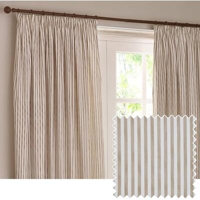 Yard Hebden Pencil Pleat Curtain Pair – Ultra Soft Cotton Lined Striped Curtains (Natural 117x137cm) Yard Hebden Pencil Pleat Curtain Pair – Ultra Soft Cotton Lined Striped Curtains (Natural 117x137cm)