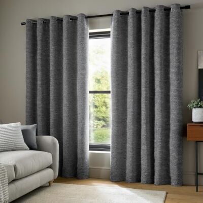 Catherine Lansfield Chunky Boucle 46x72 Inch Eyelet Curtains Charcoal Grey Catherine Lansfield Chunky Boucle 46x72 Inch Eyelet Curtains Charcoal Grey