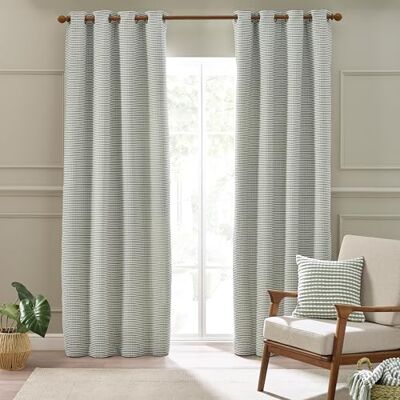 Catherine Lansfield Stab Stitch 46x54 Inch Lined Eyelet Curtains Two Panels Sage Green Catherine Lansfield Stab Stitch 46x54 Inch Lined Eyelet Curtains Two Panels Sage Green