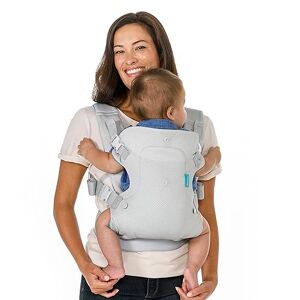 Infantino - Flip Breathable 4-in-1 Light & Airy Convertible Carrier - Adjustable Waist Belt & Plush Straps - Ergonomic and Comfortable Baby Carrier - Easy to Clean - Light Grey - 1 Unit
