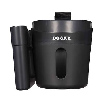 Dooky 2-in-1 Cup and Phone holder for Pram, Anti-Slip Rubber-Padded Layer for Extra Stability, Universal Fit, Adjustable Velcro Strap, 360 Degree Flexibility, BPA Free, Unbreakable, Shockproof, Black Dooky 2-in-1 Cup and Phone holder for Pram, Anti-Slip Rubber-Padded Layer for Extra Stability, Universal Fit, Adjustable Velcro Strap, 360 Degree Flexibility, BPA Free, Unbreakable, Shockproof, Black