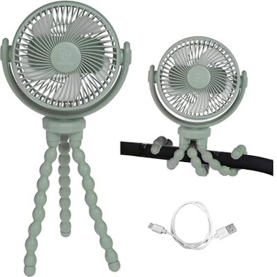 Dreambaby X Large USB Rechargeable 360° Pram Fan, Tripod Clip-On Stroller Fan for Babies, Smart-Grip Portable Cooling Fan for Car Seat, Cot, Desk & Gym – Sage Green Dreambaby X Large USB Rechargeable 360° Pram Fan, Tripod Clip-On Stroller Fan for Babies, Smart-Grip Portable Cooling Fan for Car Seat, Cot, Desk & Gym – Sage Green