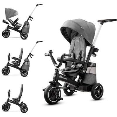 Kinderkraft Tricycle EASYTWIST, Baby Push Trike, Kids First Bike, 360 ° Swivel Seat, with Sun Canopy, Parent Handle, Footrest, Accessories, Bag, Cup Holder, from 9 Months to 5 Years, Gray Kinderkraft Tricycle EASYTWIST, Baby Push Trike, Kids First Bike, 360 ° Swivel Seat, with Sun Canopy, Parent Handle, Footrest, Accessories, Bag, Cup Holder, from 9 Months to 5 Years, Gray