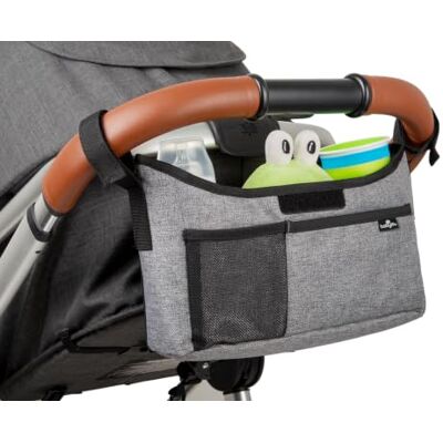BABYLO Universal Stroller Organiser with Bottle Holders, Grey BABYLO Universal Stroller Organiser with Bottle Holders, Grey