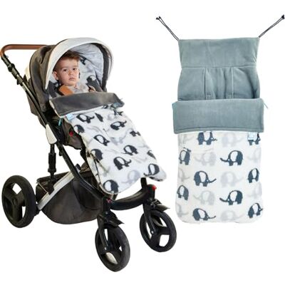 Buggysnuggle Universal Snuggle Sherpa Baby Stroller Footmuff Bunting Bag, 2-in-1 Seat Liner & Pushchair Footmuff to Keep Baby Warm & Dry, Elephant Stomp Buggysnuggle Universal Snuggle Sherpa Baby Stroller Footmuff Bunting Bag, 2-in-1 Seat Liner & Pushchair Footmuff to Keep Baby Warm & Dry, Elephant Stomp
