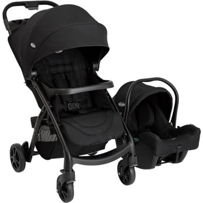Graco Tavira Travel System Suitable from Birth to Approx. 4 Years (0-22kg). One-Hand Folding, Compact Pushchair, Includes i-Size car seat, Midnight Fashion Graco Tavira Travel System Suitable from Birth to Approx. 4 Years (0-22kg). One-Hand Folding, Compact Pushchair, Includes i-Size car seat, Midnight Fashion