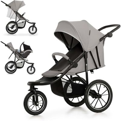 Kinderkraft HELSI 2 Buggy up to 22 kg, Buggy from Birth, Stroller with Large Air Tires, Reclining Function, Adjustable Parent Handle, Foldable, Underseat Basket, Gray Kinderkraft HELSI 2 Buggy up to 22 kg, Buggy from Birth, Stroller with Large Air Tires, Reclining Function, Adjustable Parent Handle, Foldable, Underseat Basket, Gray