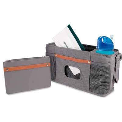 WONDERFOLD W2 Parent Console Cup Holder Stroller Organizer Grey WONDERFOLD W2 Parent Console Cup Holder Stroller Organizer Grey