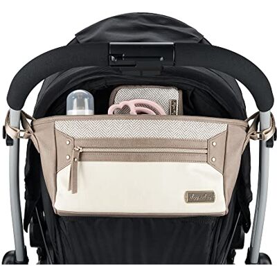 Itzy Ritzy Adjustable Stroller Caddy Stroller Organizer Featuring Two Built-in Pockets, Front Zippered Pocket and Adjustable Straps to Fit Nearly Any Stroller, Vanilla Latte Itzy Ritzy Adjustable Stroller Caddy Stroller Organizer Featuring Two Built-in Pockets, Front Zippered Pocket and Adjustable Straps to Fit Nearly Any Stroller, Vanilla Latte