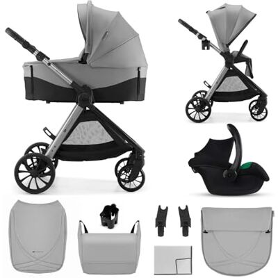 Kinderkraft VESTO 2 3-in-1 Stroller Travel System, Pushchair with Carrycot and Mink PRO 2 Car Seat, Reversible Seat, Memory Buttons, Self-Standing Fold, EVA Wheels, Rain Cover, Bag, Grey Kinderkraft VESTO 2 3-in-1 Stroller Travel System, Pushchair with Carrycot and Mink PRO 2 Car Seat, Reversible Seat, Memory Buttons, Self-Standing Fold, EVA Wheels, Rain Cover, Bag, Grey
