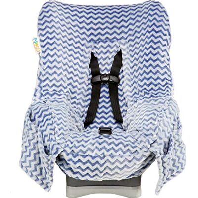 Niko Easy-Wash Children's Car Seat Cover & Liner Blue Chevron Minky Great for Winter Weather Universal FIT Crash Tested Waterproof SEAT Bottom Mess Protection Machine Washable Niko Easy-Wash Children's Car Seat Cover & Liner Blue Chevron Minky Great for Winter Weather Universal FIT Crash Tested Waterproof SEAT Bottom Mess Protection Machine Washable