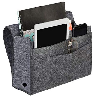 Relaxdays Bed Pocket, Hanging Storage, 6 Compartments, 4 Hook & Loop Straps, Organiser, 27 x 31.5 x 11.5 cm, Dark Grey Relaxdays Bed Pocket, Hanging Storage, 6 Compartments, 4 Hook & Loop Straps, Organiser, 27 x 31.5 x 11.5 cm, Dark Grey