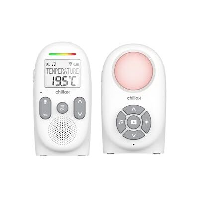 CHILLAX CB260 Audio Baby Monitor DECT LCD Screen VOX and Eco Modes Temperature Sensor with Alert Sound Indicators 340m Range Night Light & 5 Lullabies 13hour Autonomy Walkie-Talkie CHILLAX CB260 Audio Baby Monitor DECT LCD Screen VOX and Eco Modes Temperature Sensor with Alert Sound Indicators 340m Range Night Light & 5 Lullabies 13hour Autonomy Walkie-Talkie