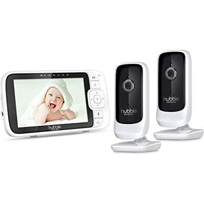 HUBBLE CONNECTED Hubble View Premium Twin 5" Baby Monitor 2 Cameras, Digital Pan Tilt Zoom, 2-Way Talk, Room Temp Monitor, Twin Baby Monitor with Cameras and Night Vision, Split Screen, 1000ft Range, No Wifi Baby Cams HUBBLE CONNECTED Hubble View Premium Twin 5" Baby Monitor 2 Cameras, Digital Pan Tilt Zoom, 2-Way Talk, Room Temp Monitor, Twin Baby Monitor with Cameras and Night Vision, Split Screen, 1000ft Range, No Wifi Baby Cams
