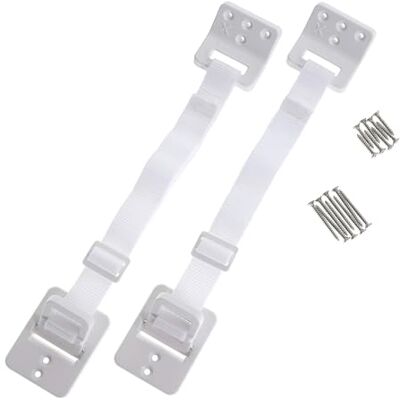 Dreambaby Hinged Anti-Tip Furniture Strap Wall Anchors 2 Pack White Model F1428 Dreambaby Hinged Anti-Tip Furniture Strap Wall Anchors 2 Pack White Model F1428